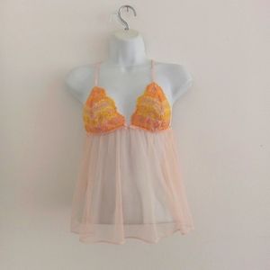Victoria's Secret Embroidered Sheer Mesh Camisole Top Cami M